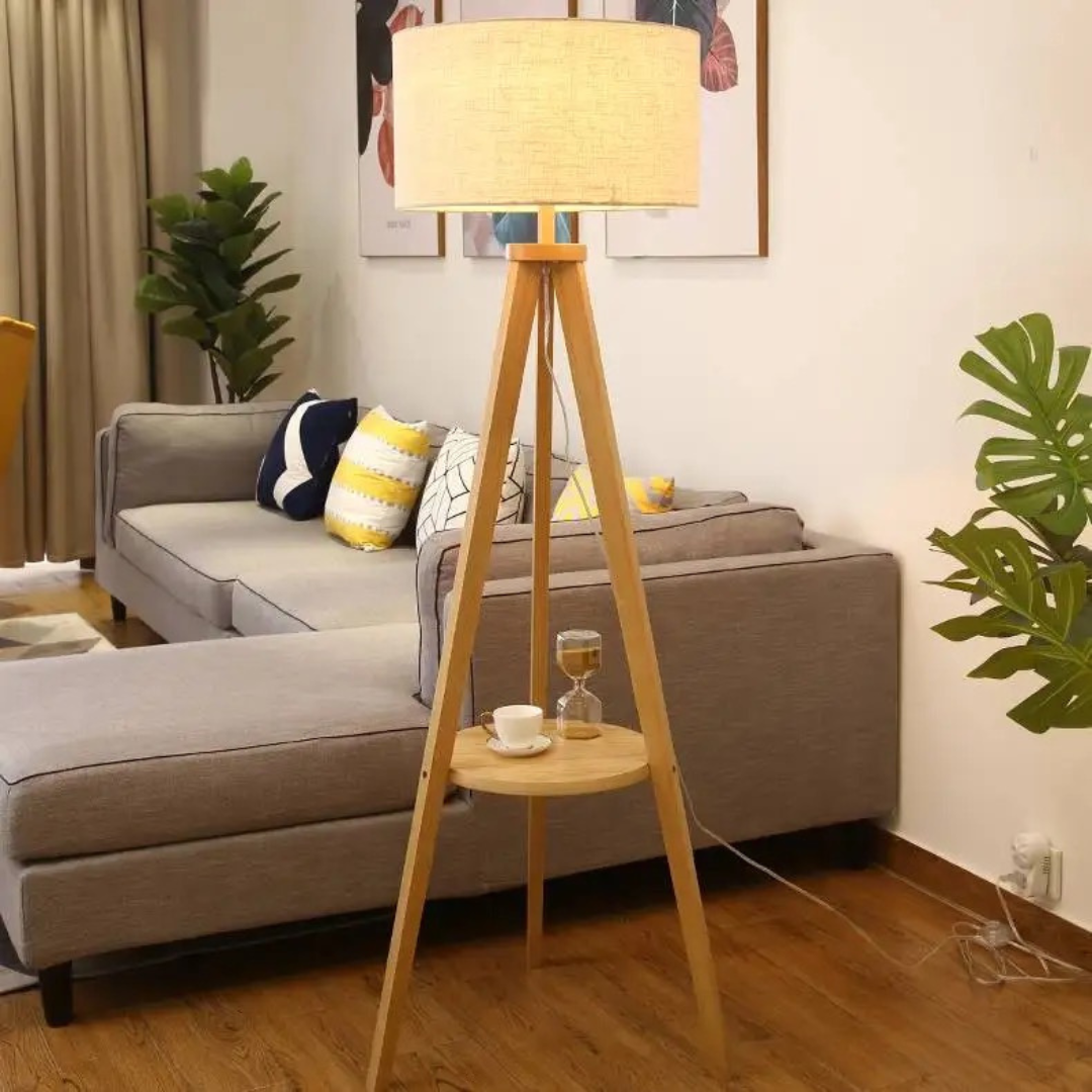 SKU : 101 - Tripod Rack wooden floor lamp