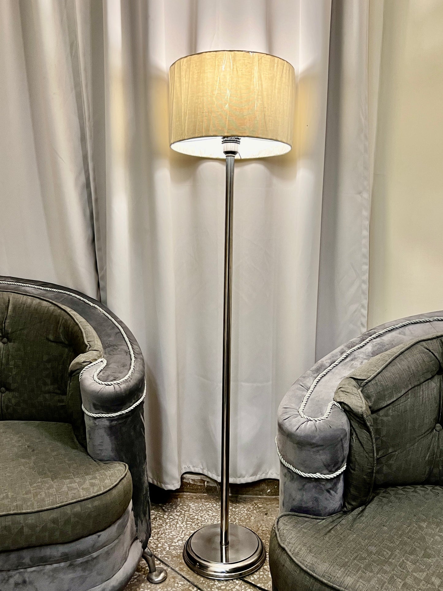 SKU : 102c - SILVER metal floor lamp