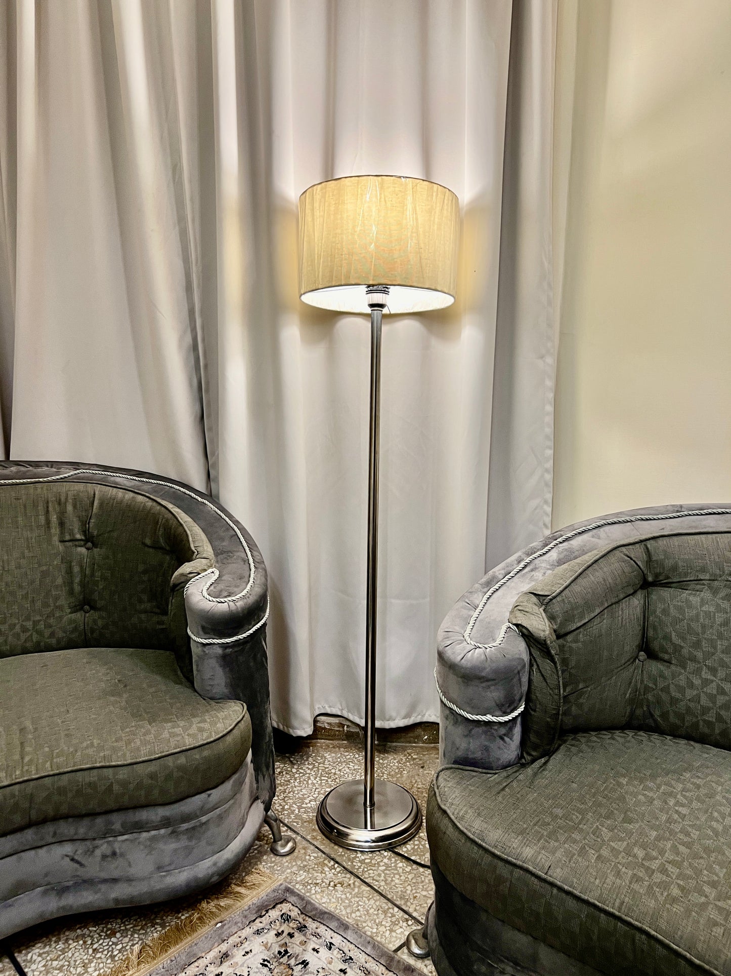 SKU : 102c - SILVER metal floor lamp