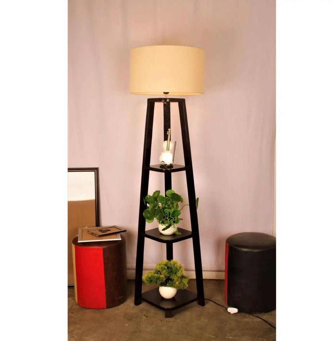 SKU : 101G- Tripod triple Rack wooden floor lamp