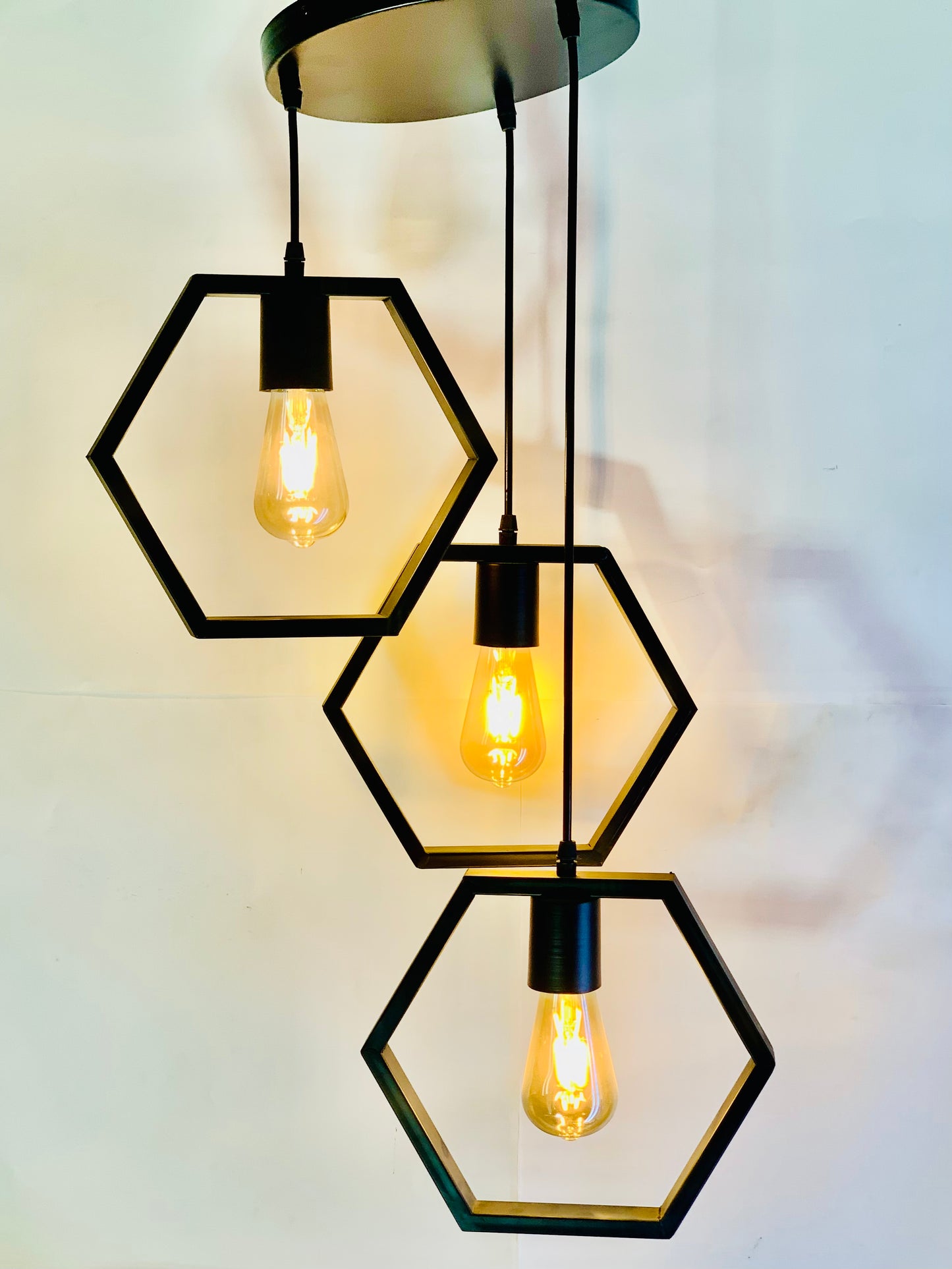 SKU: 329-Hexagonal Metallic Hanging Light