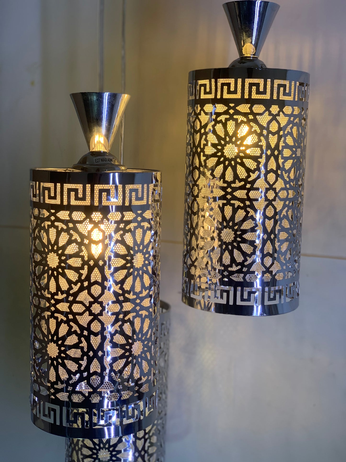 SKU: 344- Silver Metal double glass hanging light