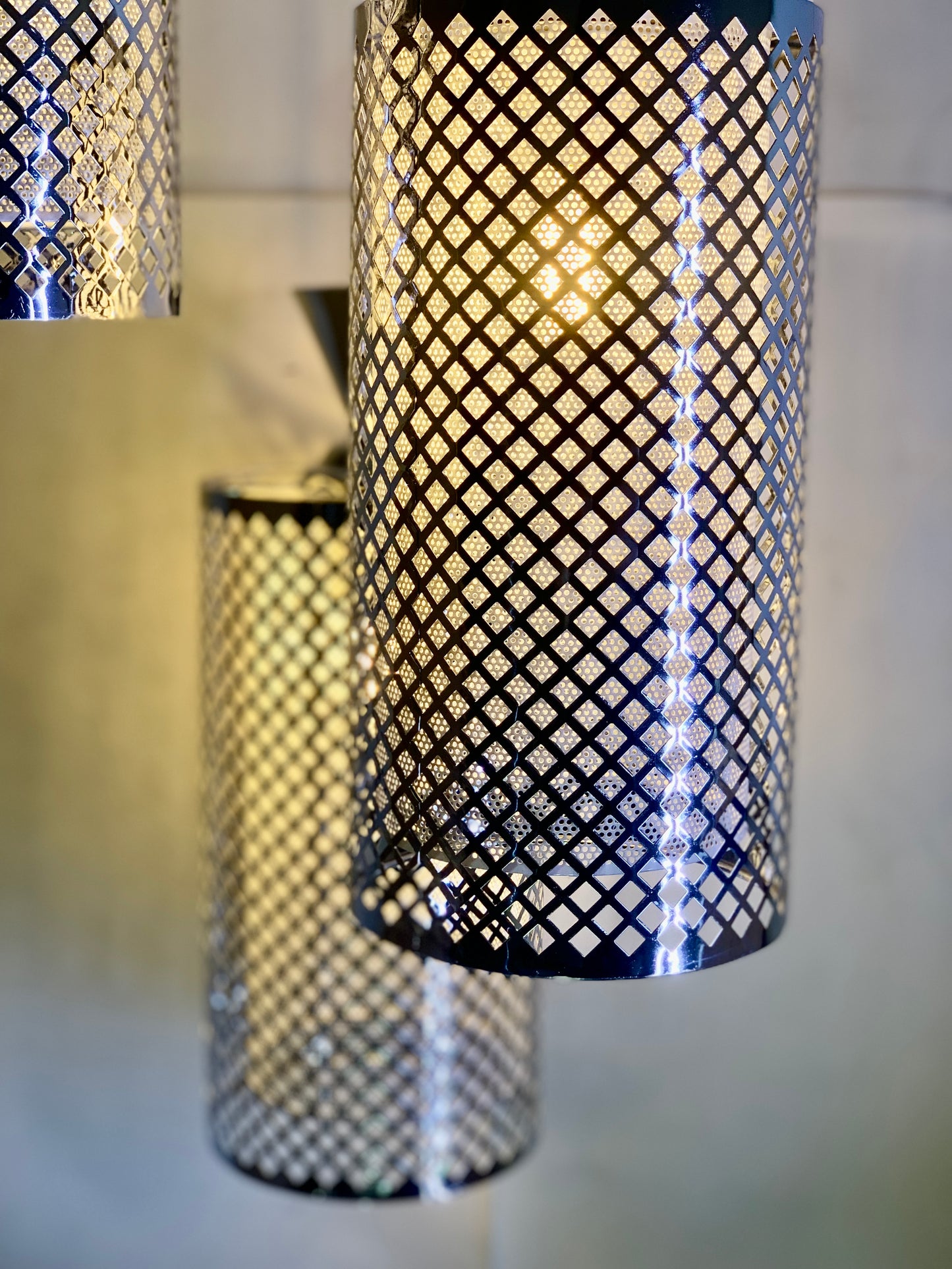 SKU: 345- Silver Metal double glass hanging light (2)