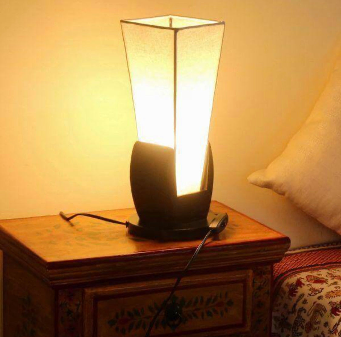 SKU : 007 - Pyramid Table Lamp - Wooden glossy  (pair)