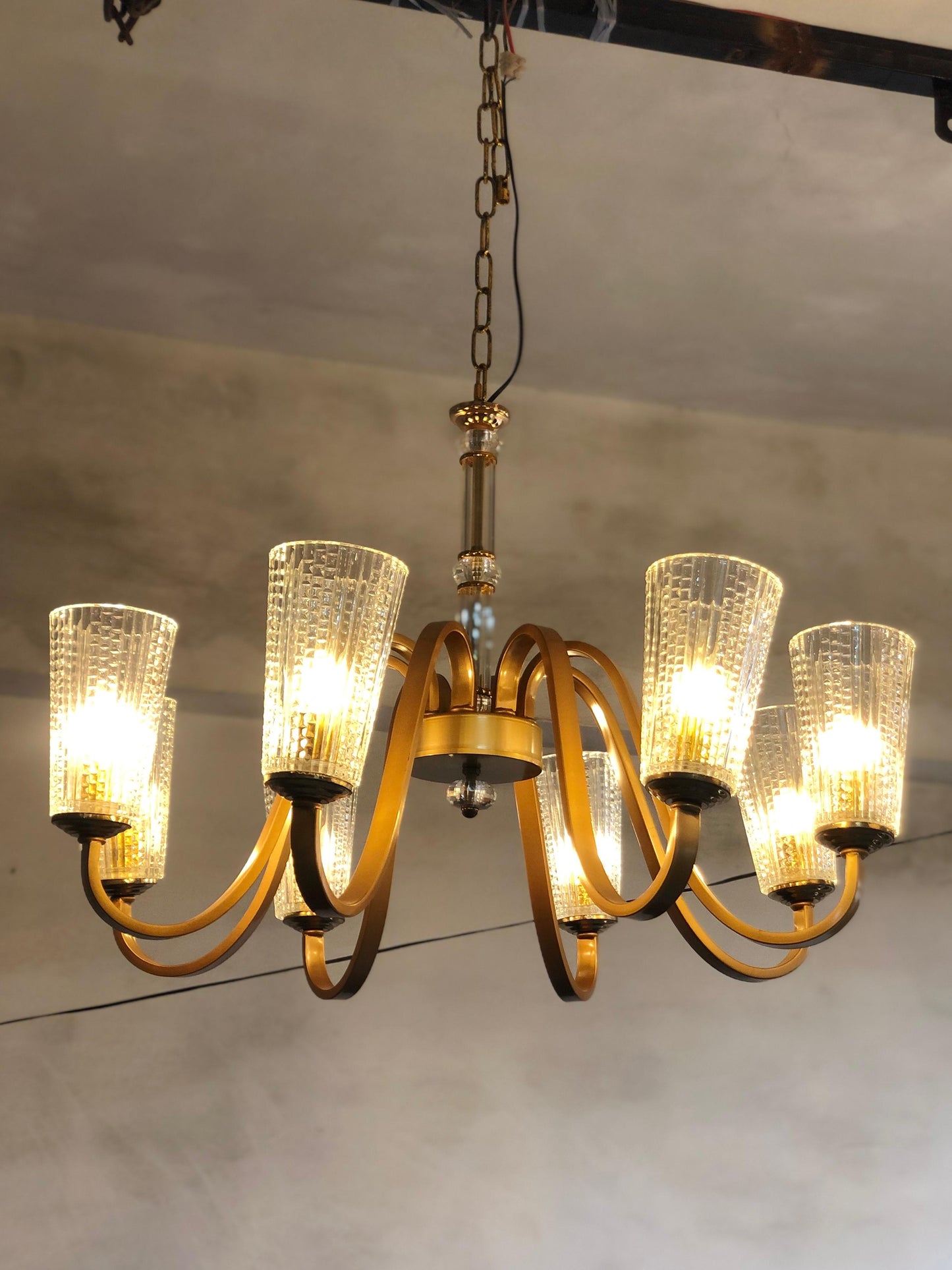 ⚡ Mega Chandeliers Sale – Up to 60% OFF – Golden Metal Glass Chandelier  ⚡