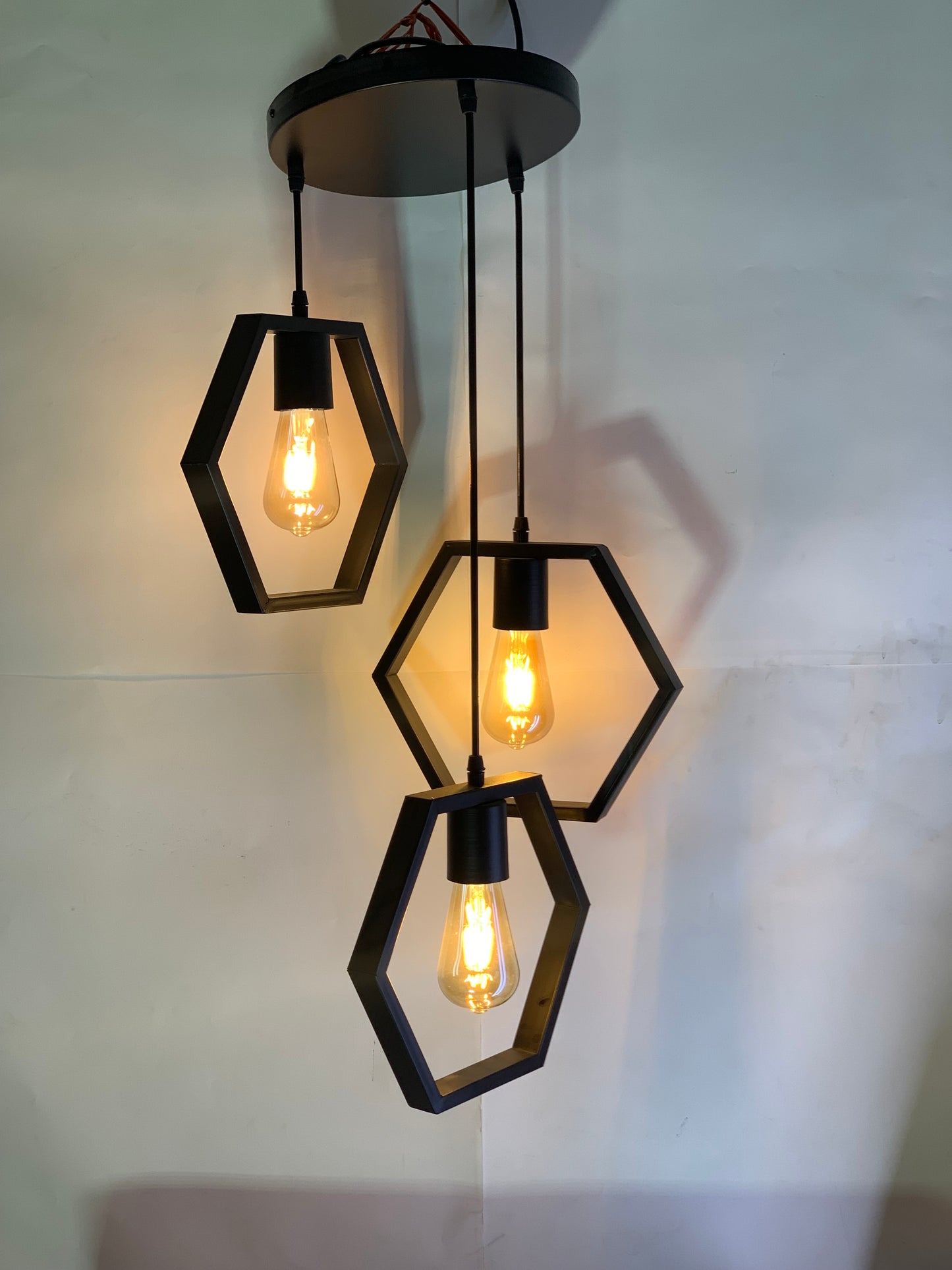 SKU: 329-Hexagonal Metallic Hanging Light